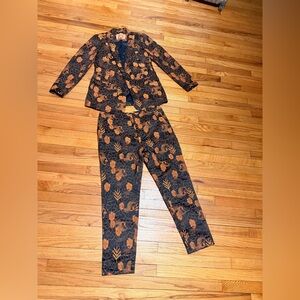 NWOT Starwatcher Lowry Matching Set Taylored Slim Brocade Jacquard Floral jacket